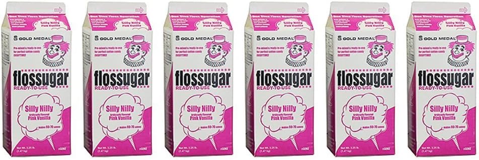 Gold Medal Vanilla Pink Cotton Candy Floss Sugar, 52 oz - 1/2 Gallon, 6 Pack