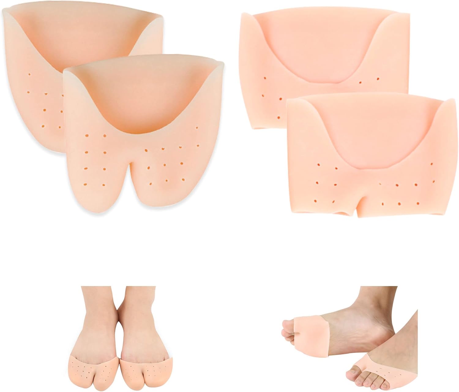 2 Pairs Gel Toe Caps Protectors Silicone Toe Sleeves Metatarsal Pads Ball of Foot Cushion Soft Forefoot Cushioning for Men Women Toe Sleeves Guards for Pain Relief