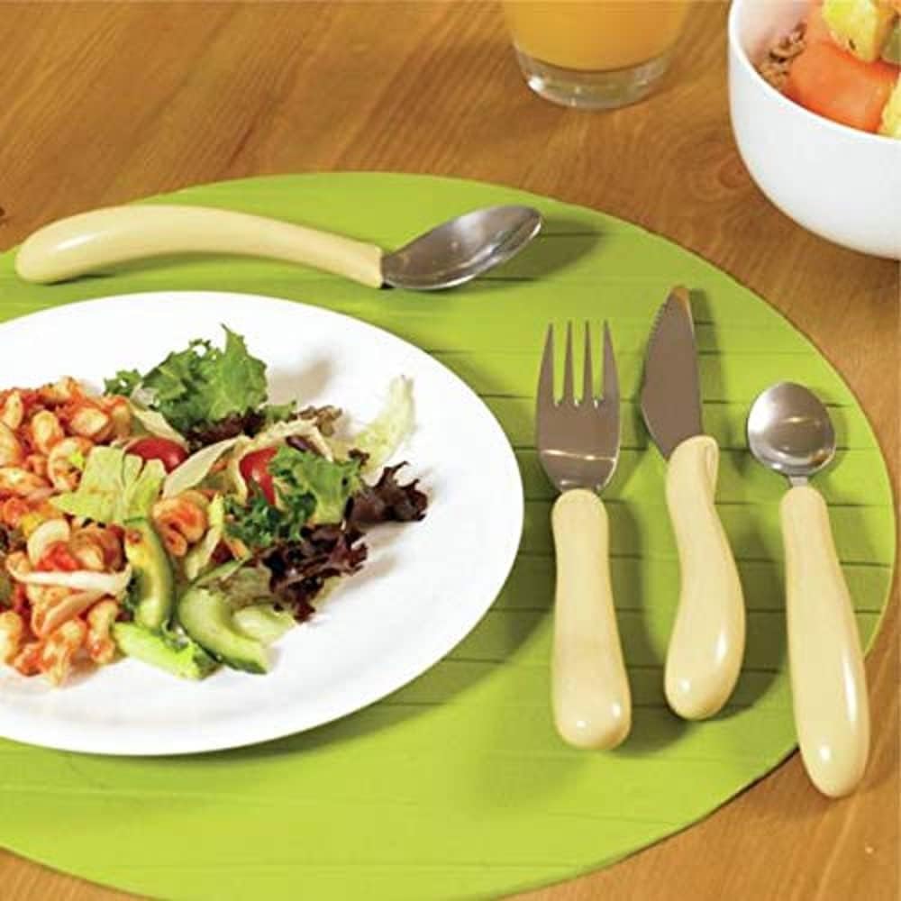 Homecraft Angled Caring Cutlery, Arthritis Aids, for Weak Grip, Easy Grip Eating Utensils for Elderly or Disabled, Spoon, Ivory, 1 Count