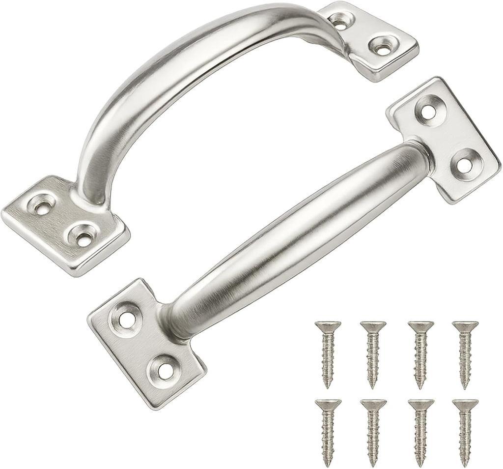 TamBee 6 Inch Gate Handle Outdoor 304 Stainless Steel Door Pull Handle Rustproof Barn Door Handles for Fences Garage Yard (2 Pack)