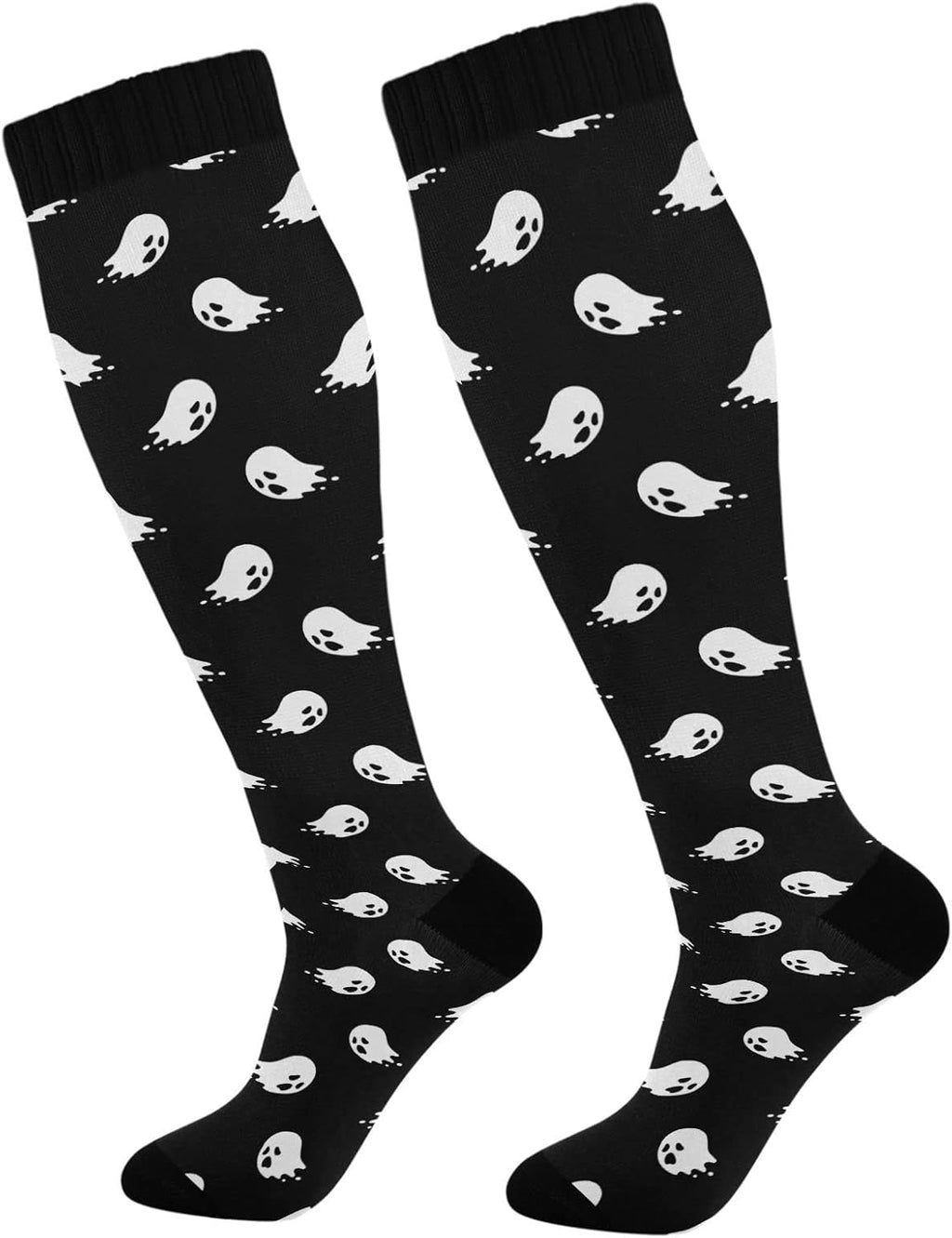 Wusikd Heartbeat Symbol Compression Socks for Women and Men Circulation Black Long Socks for Athletic Running 1
