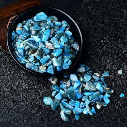 Erliway 100g Natural Apatite Crystal Chips, 7-9mm Tumbled Chips Crushed Crystal Stone, Polished Crystal Chip for Fish Tank, Healing Tumbled Crystal Chip for Reiki Crystal Jewelry Making Home Décor