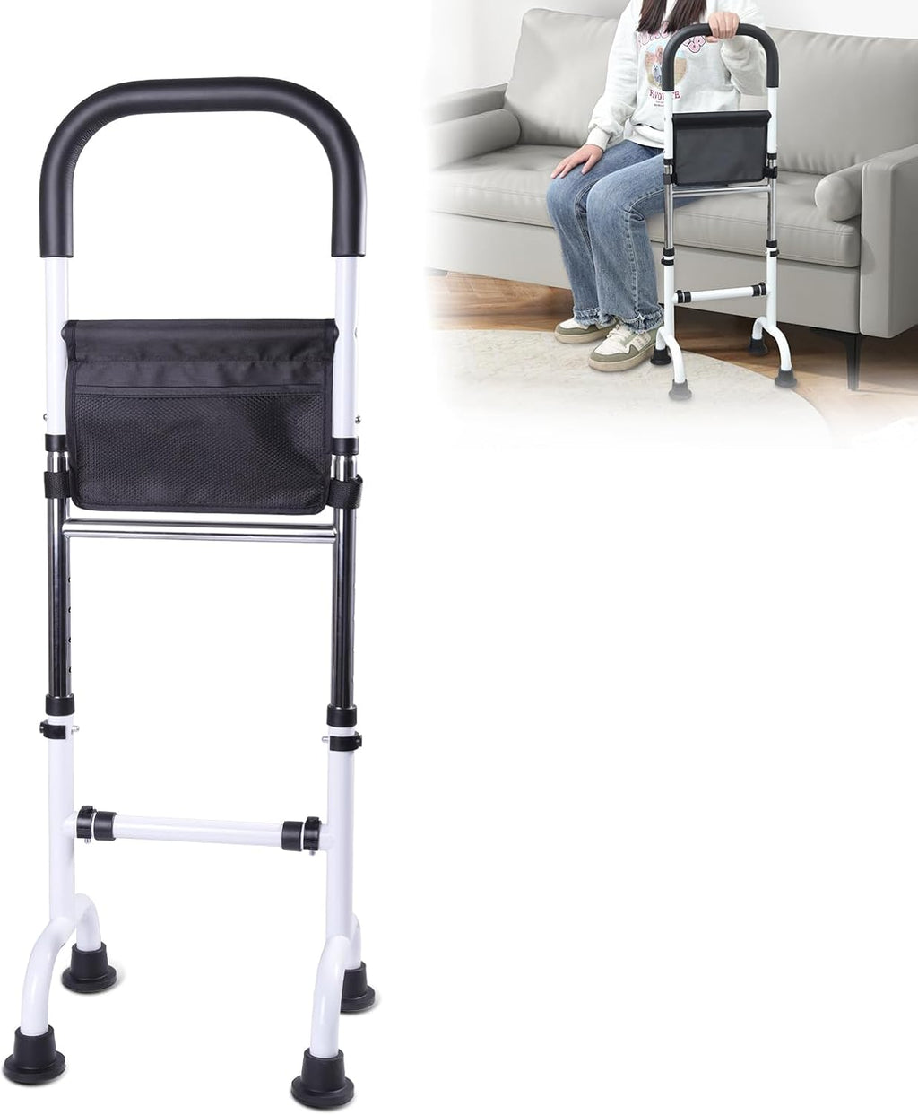 Stand Assist Aid for Elderly, Adjustable Safty Mobility Aids Rail for Couch Chair Toilet, Non-Slip Standing Assist Device with Heavy-Duty Steel Frame, Sit to Stand Support for Seniors