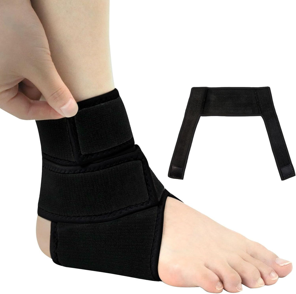 Ankle Support Brace(1 Pack) — Compression Ankle Brace for Women & Men, Adjustable Wrap Ankle Stabilizer Brace for Sprained, Foot Pain, Plantar Fasciitis, Achilles Tendonitis (Black,One Size)