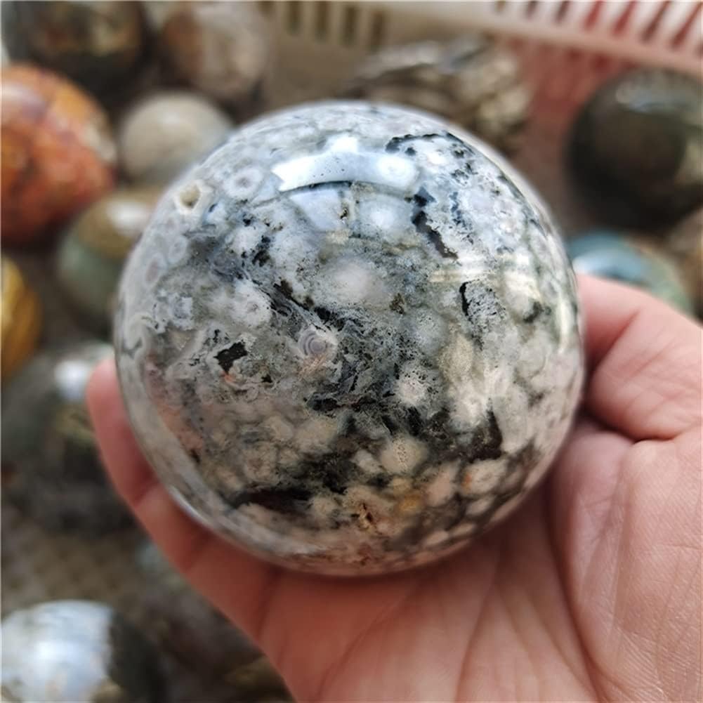 Meditation Home Natural Ocean Jasper Sphere Polished Quartz Crystal Stones Balls for Decoration (Size : 5-6cm)