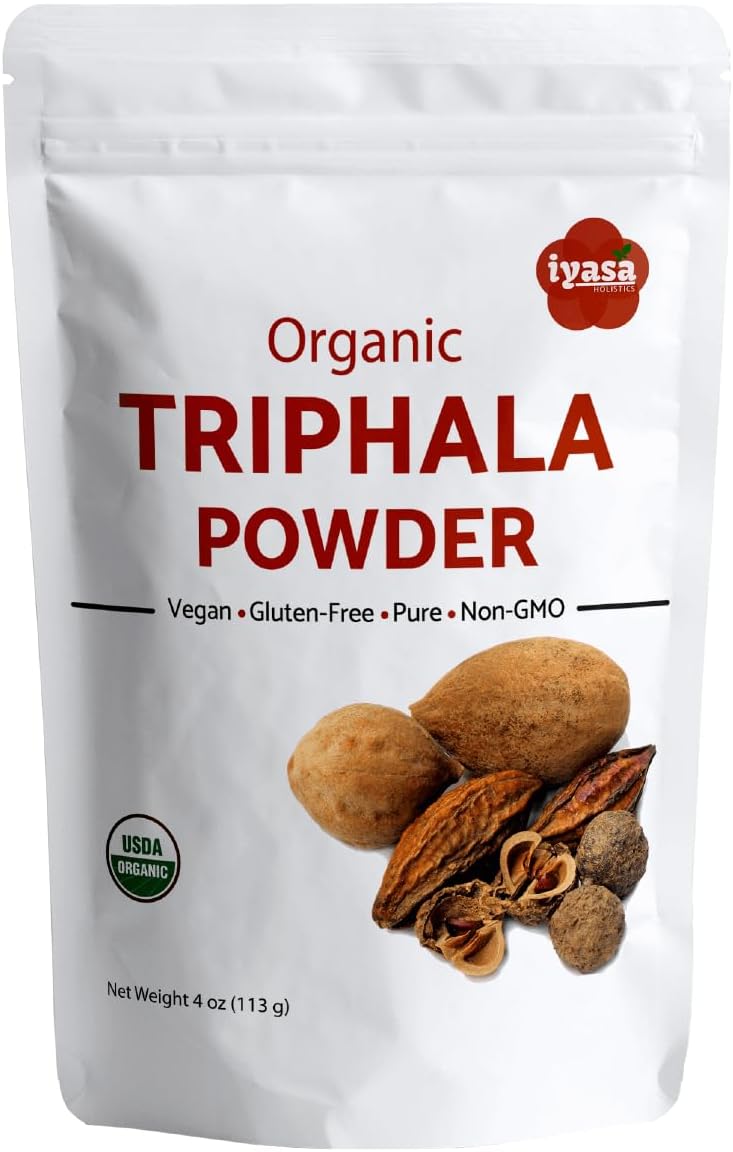 Iyasa Holistics Triphala Powder Organic 4 oz – USDA Certified Ayurveda Blend with Bibhitaki, Haritaki & Amla Powder – Supports Daily Rejuvenation & Digestive Balance – Pure Ayurveda Products