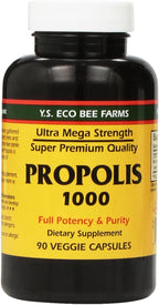 Propolis-Raw Unprocessed 1000mg Y.S. Organic Bee Farms 90 Caps, Pack of 2