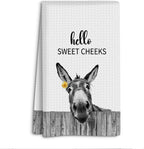 Funny Donkey Hand Towels Donkey Waffle Decorative Kitchen Towels, Farmhouse Hand Tea Towel for Bathroom