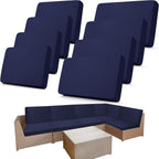 Newwiee 8 Pcs Stretch Patio Outdoor Cushion Covers Replacement for 4 Backrests and 4 Patio Cushions Covers, Waterproof Couch Sofa Slipcover Furniture Protector, Thin Fabric Breathable(Navy Blue)