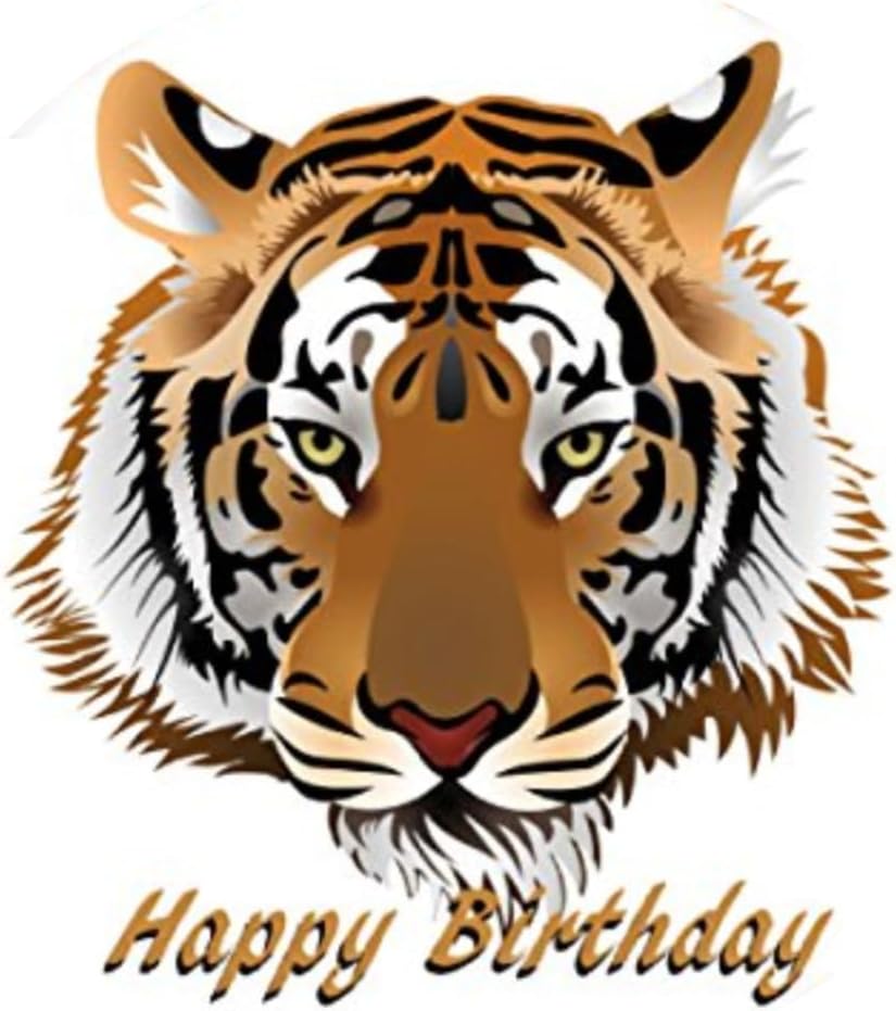 Happy Birthday Tiger Image Edible Cake Topper- 8" Round