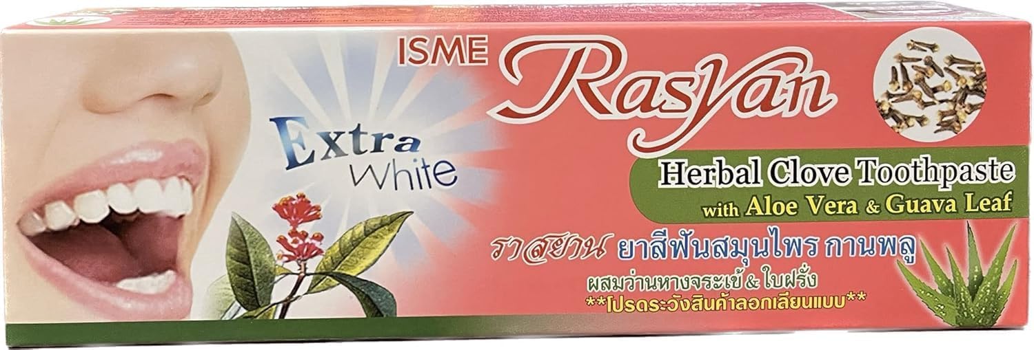 Isme Rasyan Extra White Herbal Clove Toothpaste with Aloe Vera and Guava Leaf, 100g