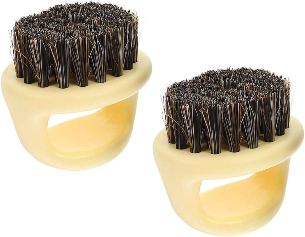 FRCOLOR Men’s Beard Comb and Shredded Hair Brush 2pcs Beige Boar Bristle Beard Cleaning Brush for Styling and Hair Removal Grooming Tool and Travel