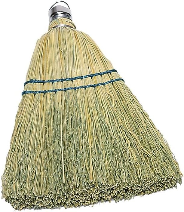 Rubbermaid Commercial 12 Inch Corn Whisk Broom, Yellow, Flagged Natural Bristles for Multi-Surface Sweeping, Remove Dirt and Debris from Porches/Floors Decks/Driveways/Sidewalks