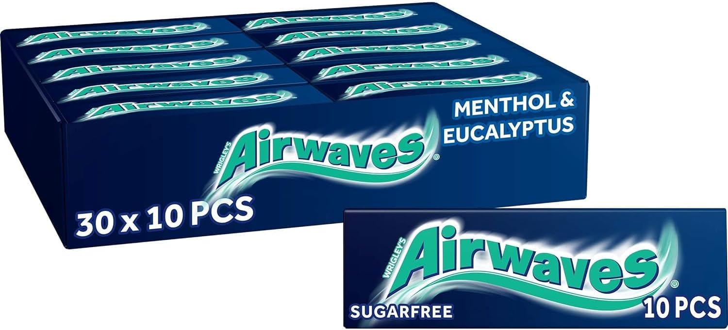 Airwaves Menthol & Eucalyptus Flavour Sugarfree Chewing Gum 10 Pellets 30 x 15g by Wrigleys