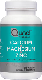 Qunol Calcium 3 in 1 Tablets with Calcium, Magnesium & Zinc for Immune Support, Bone, Nerve, and Muscle Health Supplement, 270 Count