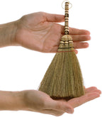 (Tiny Size) 11 inch Short of Asian Whisk Broom Thai Natural Straw Broom with Embroidery Nylon Thread Handle with Nylon Hanger