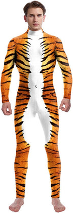 Men's Animal Print Halloween Costume Bodysuit Jumpsuit for Cosplay Party