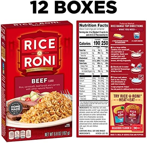 Rice-A-Roni Beef, 6.8oz Boxes (12 Pack)