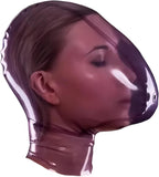 Transparent Purple Latex Hood with Breath Control Hole for Playing Suffocating Rubber Mask Club Party Wear