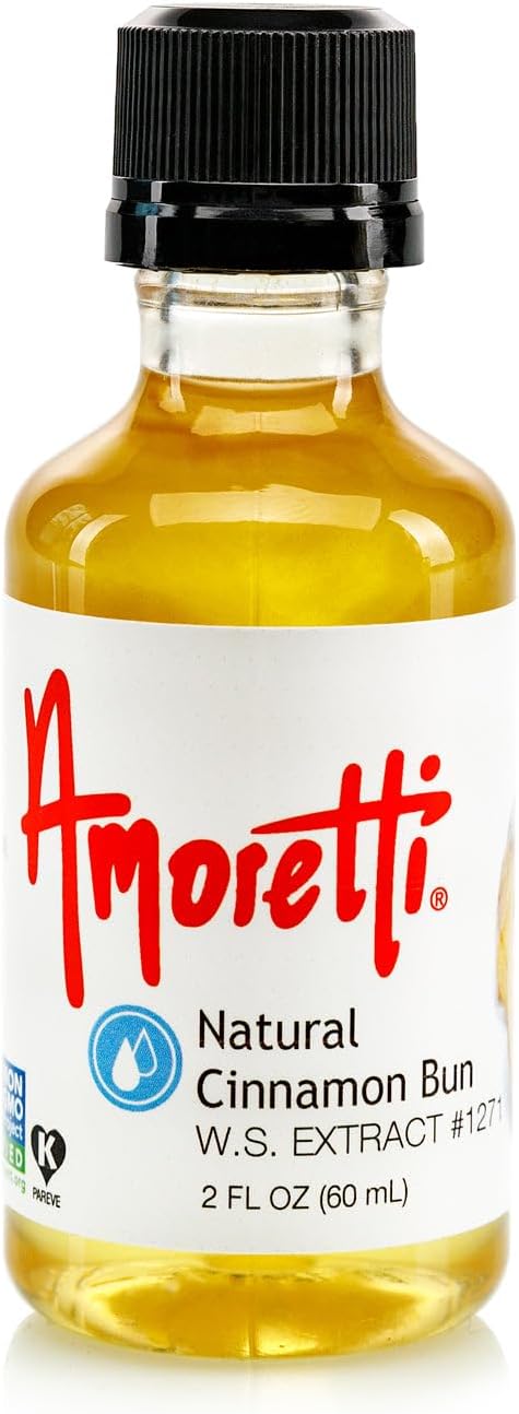 Amoretti - Natural Cinnamon Bun Extract Water Soluble 2 oz - Highly Concentrated & Perfect For Pastry, Savory, Brewing, and more, Preservative Free, Vegan, Kosher Pareve, Keto Friendly
