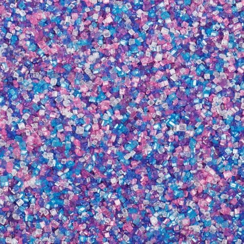 Mermaid Pastel Sanding Sugar Sprinkles Mix, 4.6 oz Edible Purple Pink Sparkling Sugar Crystals for Baking Topping, Cupcakes, Cookies, Ice Cream & Cake Decorating, Wedding Party Valentines Supplies