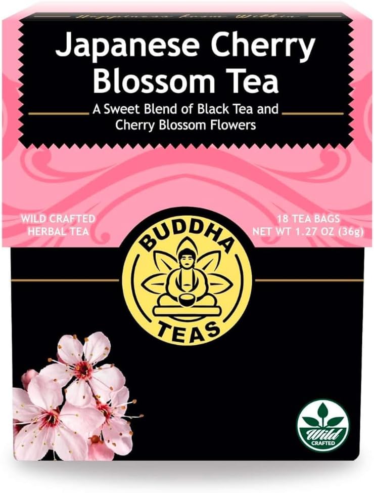 Buddha Teas Japanese Cherry Blossom Tea - OU Kosher, 18 Bleach-Free Tea Bags