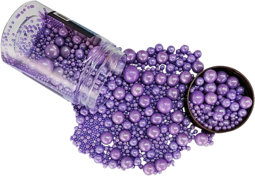 Edible Purple Sugar Pearls Candy Sprinkles 120G/ 4.23Ounce Baking Cake Sprinkles Cupcake and Cake Topper Cookie Decorations Wedding Party Valentines Halloween Christmas Supplies
