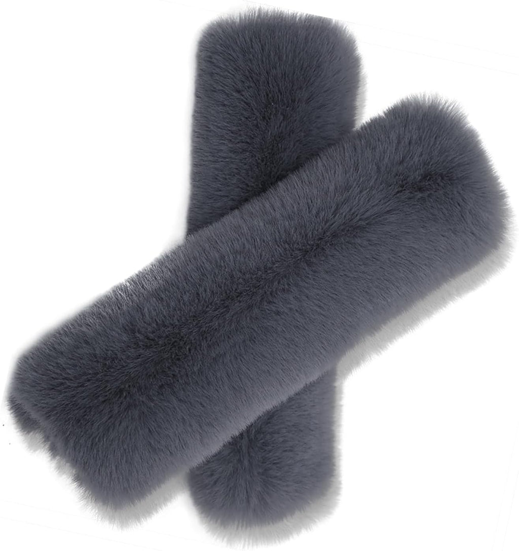 2 Pcs Soft Faux Fur Universal Fit Seat Belt Cover Pad, Seatbelt Cushion, Seatbelt Covers, Seat Belt Covers, Car Seatbelt Cover,Soft Shoulder Seat Belt Pad (Grey)
