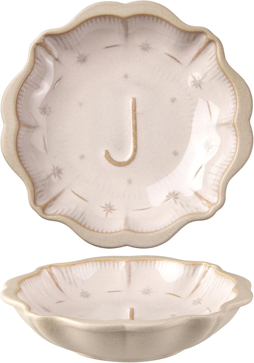 Ceramic Soy Sauce Dish, 2 Oz Beige Dipping Bowls Set, Small Serving Bowls, Set of 2 Mini Dip Plates for Side Dishes, Ketchup, Appetizer, Soy, Vinegar, Sushi, BBQ, Party, Condiments (J)