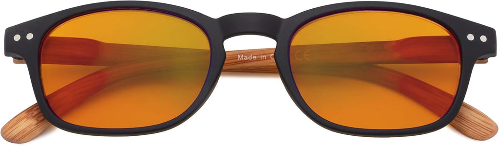 CessBlu Blue Light Blocking Glasses with Orange Tinted Fliter Lens Computer Reading Glasses with Bamboo-Look Temples