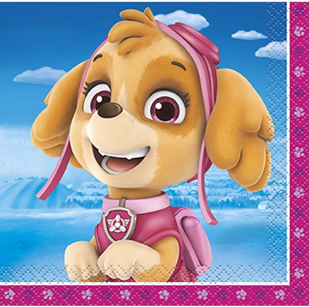 Multicolor Paw Patrol Girl Beverage Napkins (16 Count) - Premium Quality Paper, Eye-catching, Durable & Absorbent - Perfect For Themed Celebrations