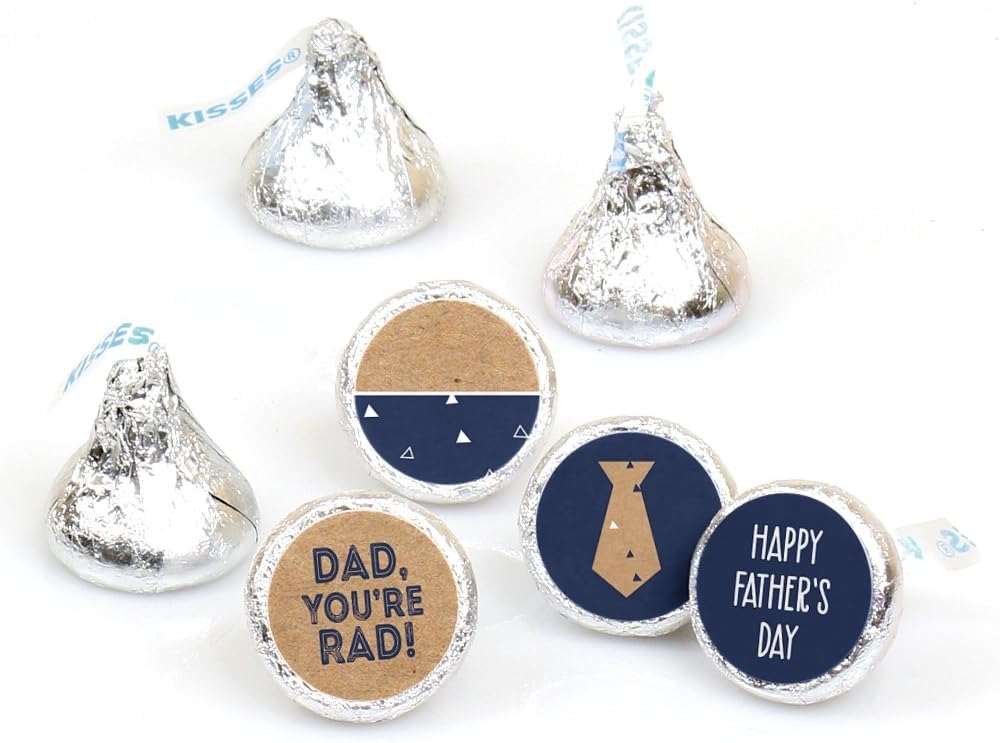Big Dot of Happiness My Dad is Rad - Father's Day Round Candy Sticker Favors - Labels Fit Chocolate Candy (1 Sheet of 108)