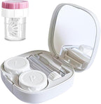 Contact Lens Case Kit with Cleaner Washer, Contact Lenses Applicator Removal Tool Kit with Mirror Solution Bottle for Daily and Outdoor Use(White)