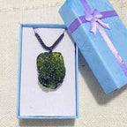 Czech Meteorite Necklace Green Stone Moldavite Pendant Healing Energy, 11223S1BOTTON