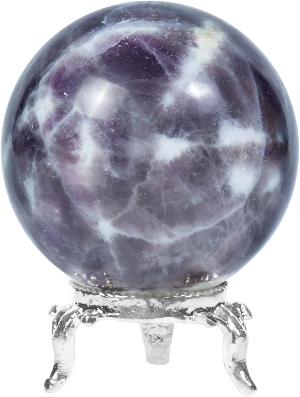 Crocon 50mm Morado Opal Sphere Ball With Metal Stand 1400+ Carats - Gemstone Healing Sculpture Figurine for Fengshui Divination, Home Decoration, Photography Crystal