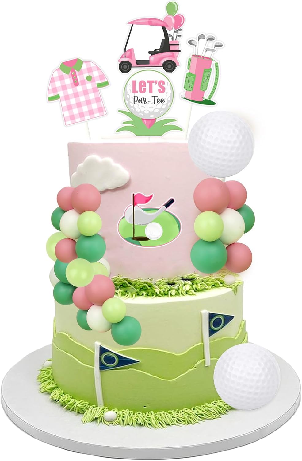 Cheereveal Golf Cake Decorations for Girls - Golf Ball Theme Cake Cupcake Figures Toppers Ball Dessert Picks, Sports Theme Birthday Baby Shower Party Photo Props