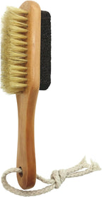 Natural Lava Pumice Stone for Feet with Foot Brush, Callus Remover Foot Scrubber Exfoliator Pedicure Tools for Hard Dead Skin, Softer & Smoother Feet, Double Sided Boar Bristles Wooden Handle