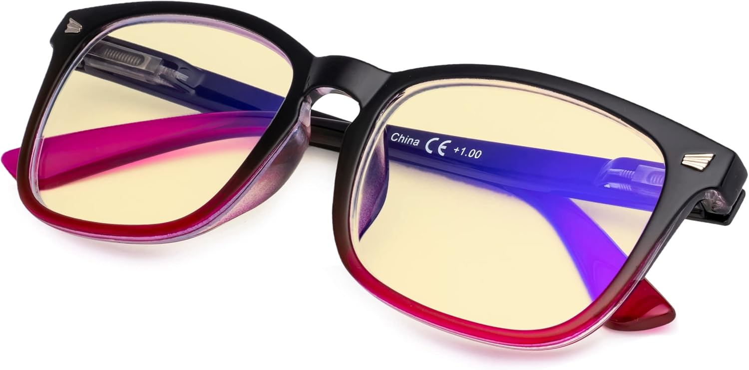 Oversized Square Blue Light Blocking Reading Glasses for Women Men