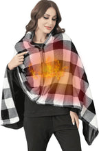 WOOLALA USB Heated Shawl Wearable Electric Throw Blanket 3 Heating Levels Machine Washable Fast Heating Pad for Back Pain Relief Soft Warm Fleece Poncho Wrap 59 * 34in