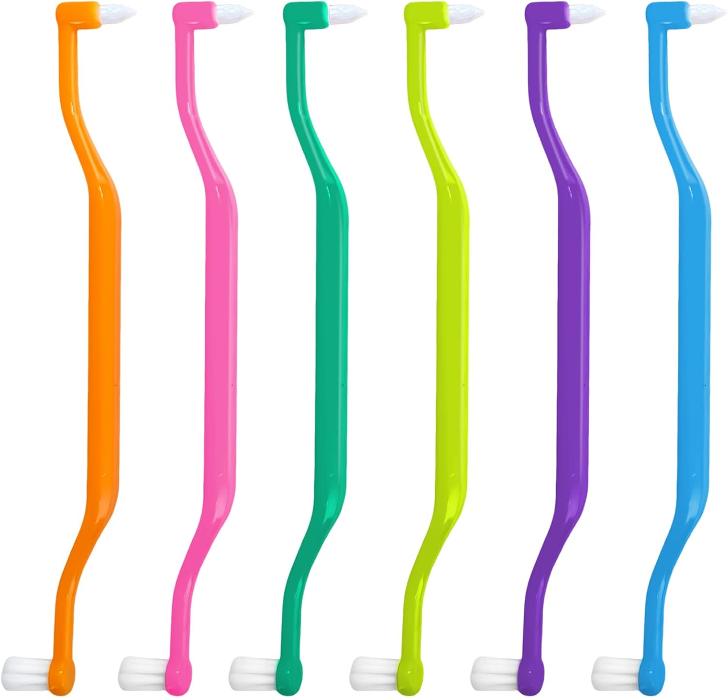 6 Pieces 2-in-1 Toothbrush with Interdental and Wisdom Teeth Brush Heads for Comprehensive Oral Care, Soft Single Interdental Brushes Between Teeth Wisdom Toothbrush for Braces