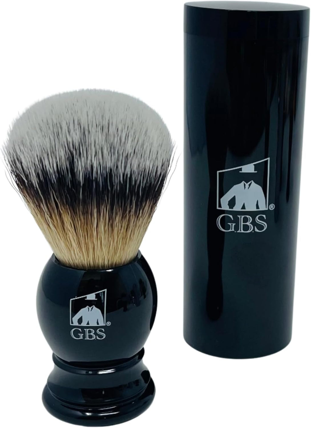 G.B.S Synthetic Shaving Brush with Travel Tube - Professional Wet Shaving Kit, Vegan Bristles, Men’s Grooming Essentials