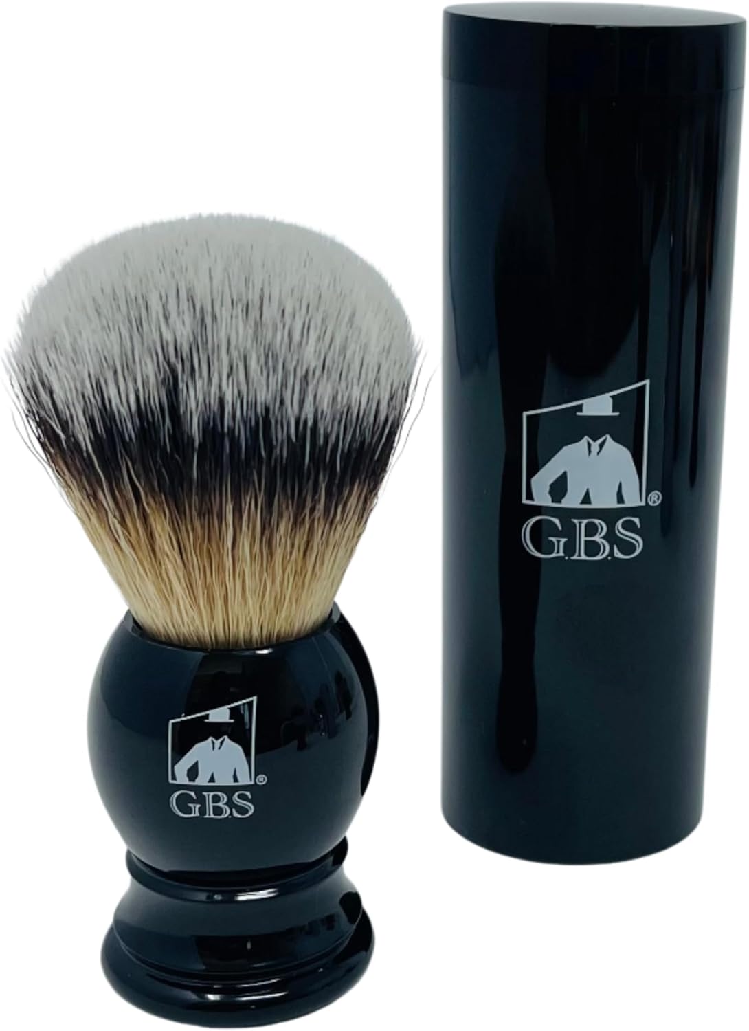 G.B.S Synthetic Shaving Brush with Travel Tube - Professional Wet Shaving Kit, Vegan Bristles, Men’s Grooming Essentials