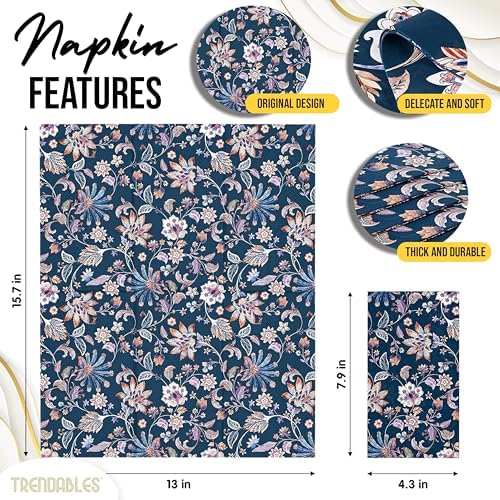Trendables Floral Napkins for decoupage 100 Pcs 3 Ply floral paper napkins decorative Guest Towels Disposable Bathroom, Flower Design For Tea Party Decorations, Dinners & Weddings
