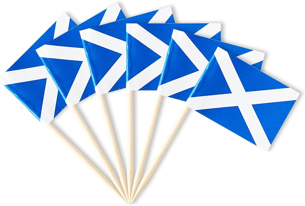 Scotland Flag Small Mini Scottish Flag Toothpicks for Party Appetizers, Cupcakes, Cakes, and Food, Perfect for National Holidays, Sports Events, and Themed Parties