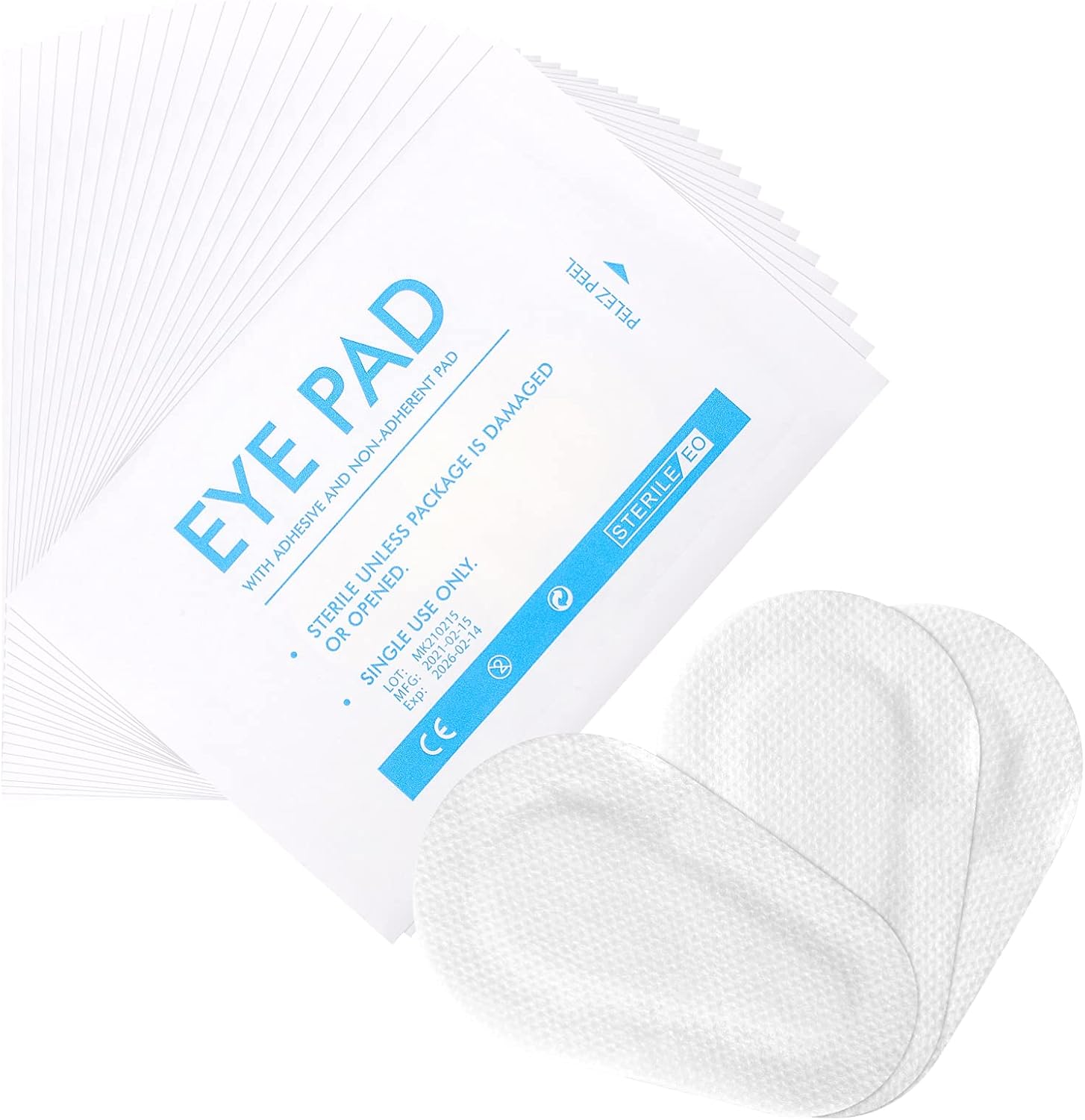 FRCOLOR 20pcs Disposable Eye Pads, Sterile Non- Woven Eye Patch Stickers Soft Self- Adhesive Cover Wound Dressings for Adults Kids