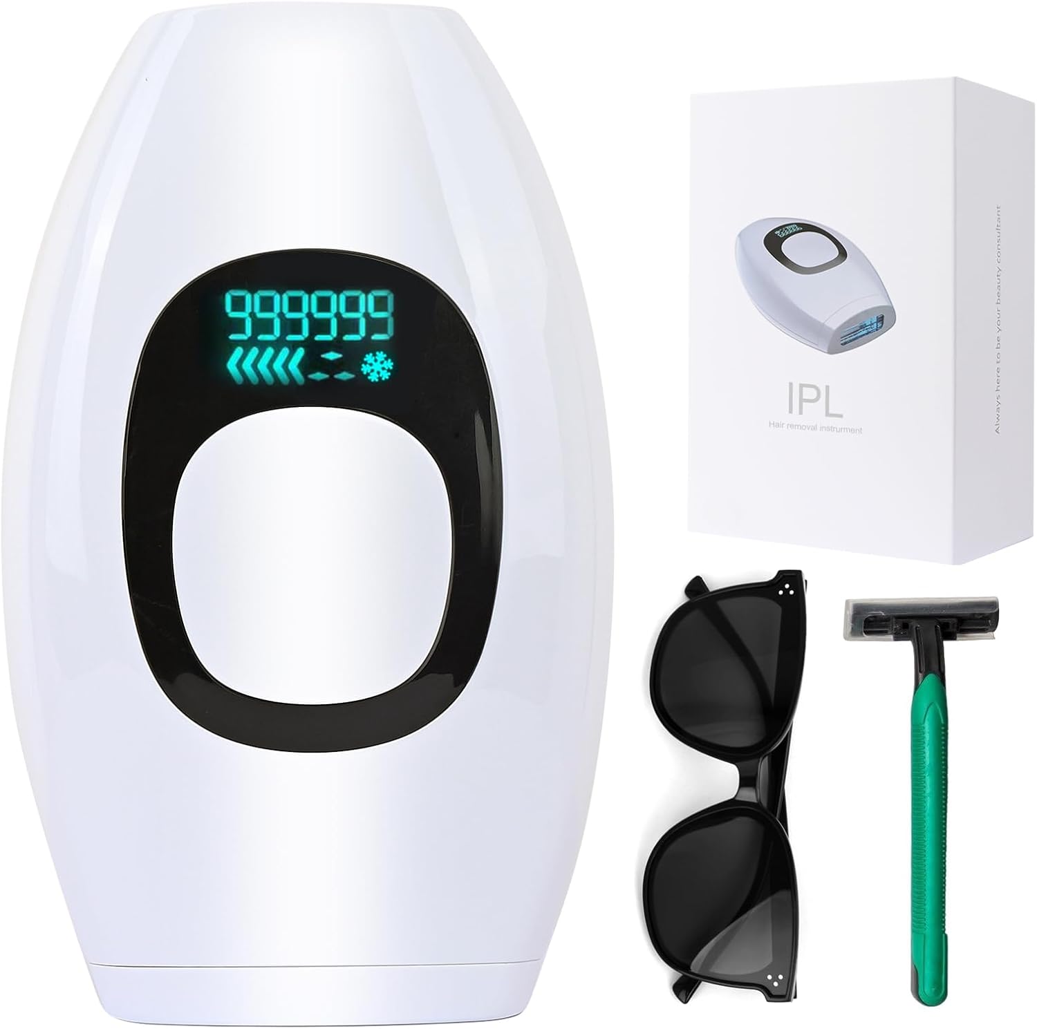 IPL Laser Hair Removal for Women and Men Permanent At-Home Lazer Facial Hair Epilator 999,999 Flashes Painless Hair Remover on Armpits Back Legs Arms Face Bikini Line