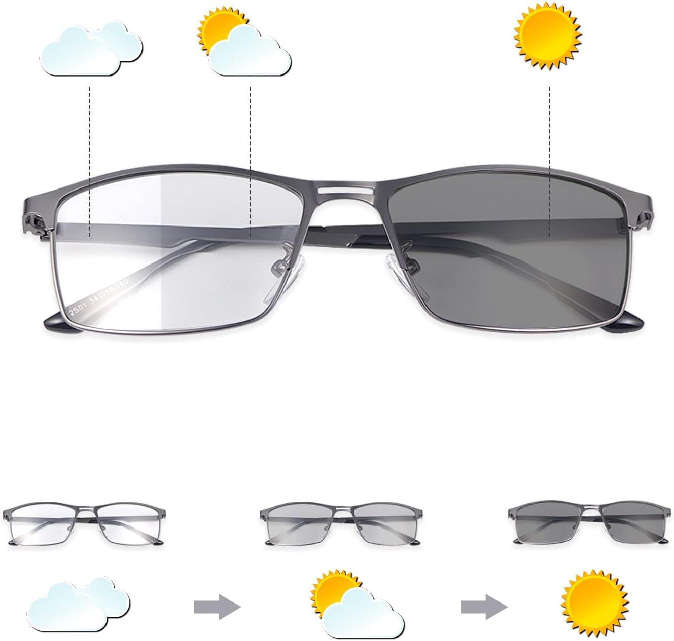 MIRYEA Photochromic Bifocal Reading Glasses Men Women Transition Sunglasses UV Protection Sun Readers 1.0 1.5 2.0 2.5 3.0 3.5
