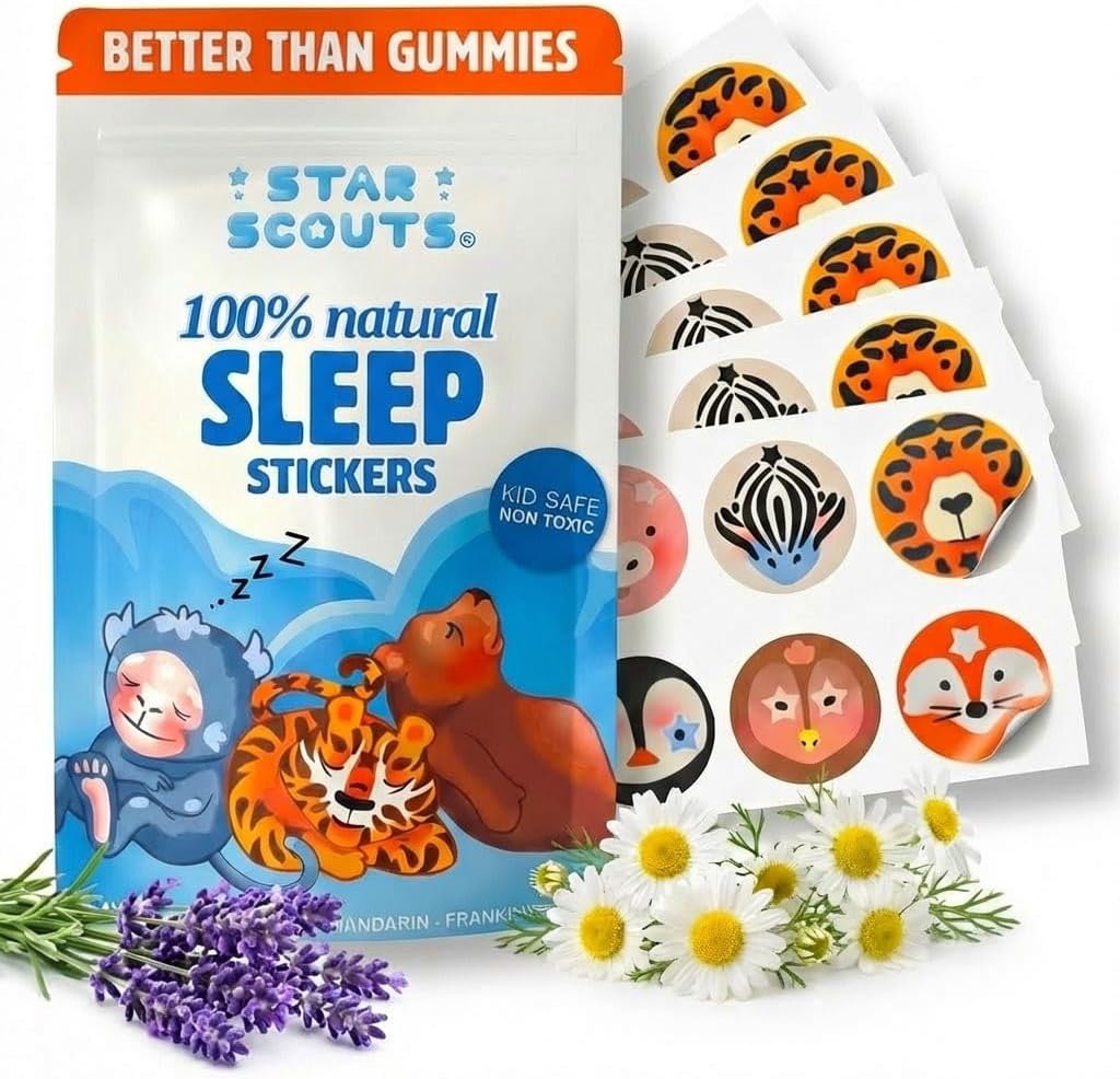 Star Scouts Sleep Patches for Kids - 30 Calming Sleepy Stickers for Kids with Sleeping Chart - Melatonin-Free Sleep Aid Patches for Toddlers, Children & Teens with Lavender & Chamomile Oils