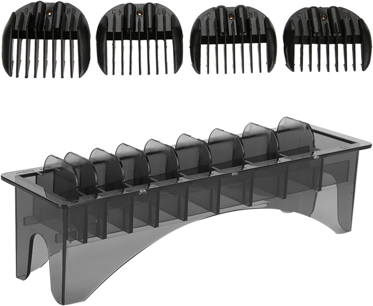 10 Grid Clipper Guard Holder, Universal Plastic Comb Storage Box Organizer, with Rectangle Combs Guides Tools Container