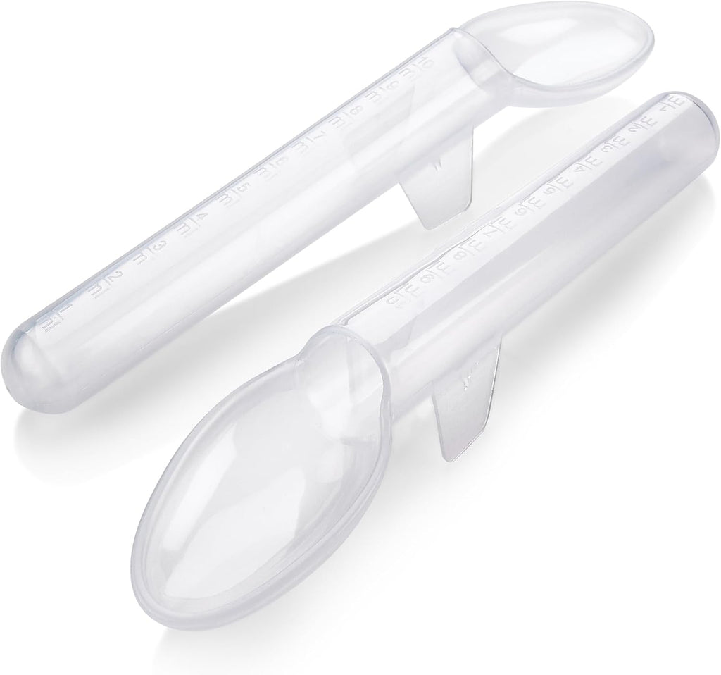 Calibrated Medicine Spoon for Kids, Baby & Toddler - (Pack of 2) - 2 Tsp/10 mL Capacity Plastic Oral Liquid Dose Medication Graduated Dispenser